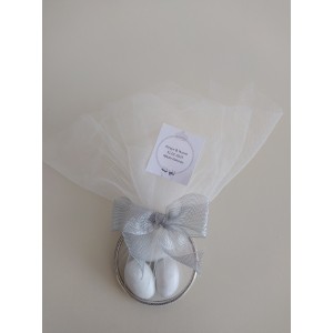 Tül ve Organze Kurdele ile Süslenmiş Halka İçinde Badem Şekeri