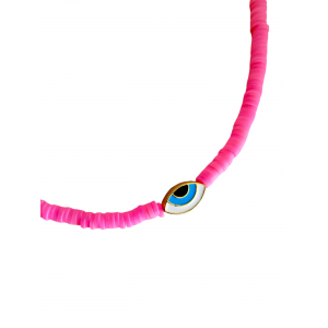 Pembe Fimo Boncuklu Göz Figürlü Halhal